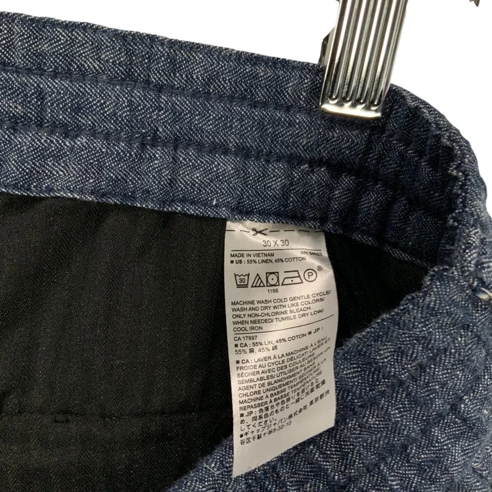 Banana Republic Slim Fit 30x30 Linen Blend Dress Pants Casual Chinos Blue